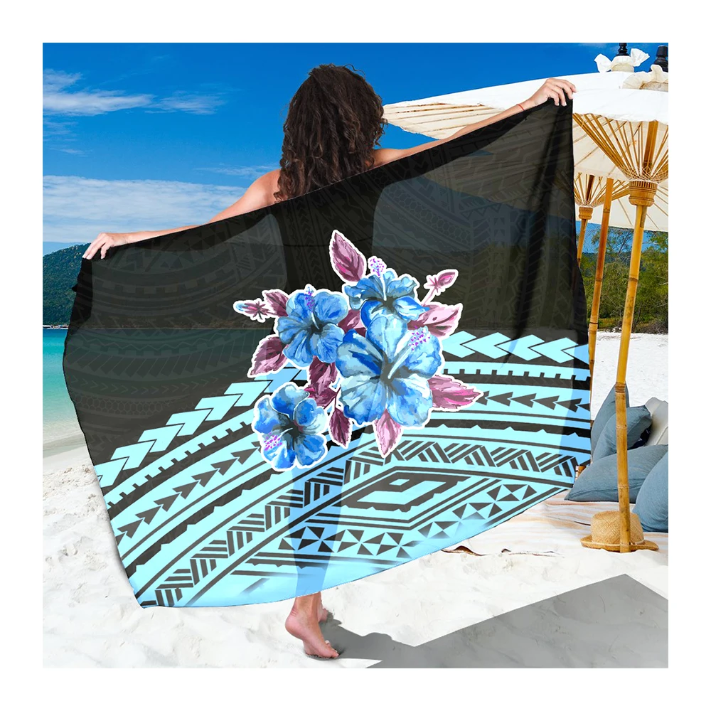 

Hawaiian Sarong Polynesian Print Hibiscus Tribal Tatoo Pattern Sarong Wraps Women Beach Swimsuit Wrap Plus Size Cover up Pareo, Customized color