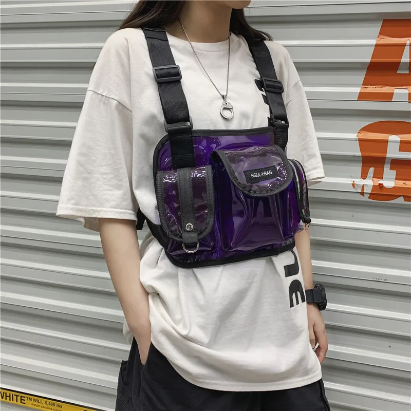 

Custom Logo Chest Rig Bags Men Nylon Hip Hop Streetwear Multifunction Boy Double Shoulder Tactical Rig Bag, As picture/custom