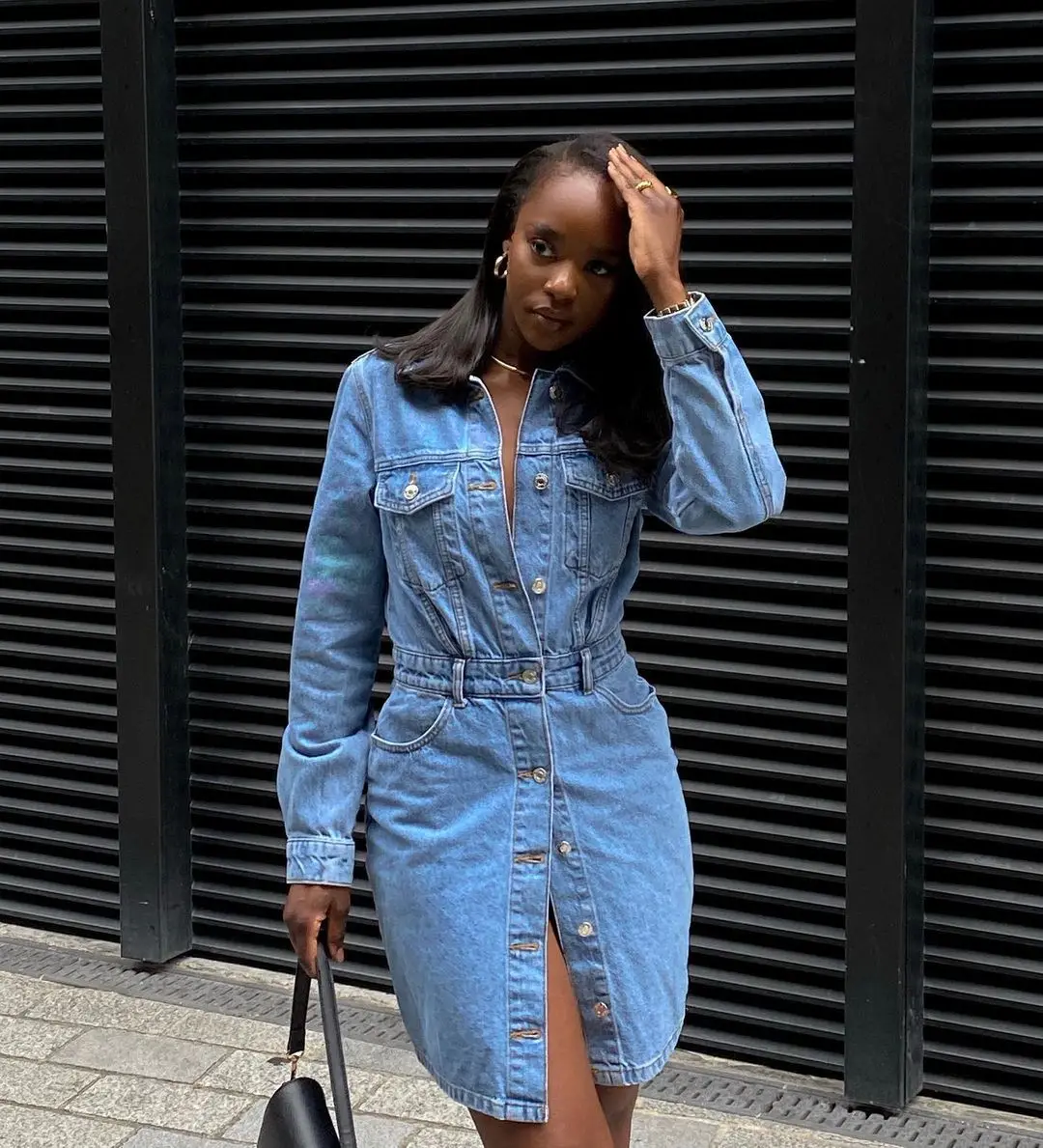 

Wholesale Casual Denim Shirt Dress Women Ladies Long Sleeve Jeans Dresses Women Lady Sexy Denim Jeans Dress