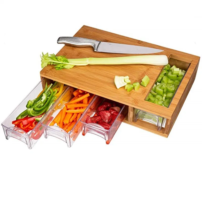 

CL345 Food Board Pizza Bread Fruit Cutting Board Wood Plate Kitchen Cooking Tools Drawer Type Bamboo Cutting Board