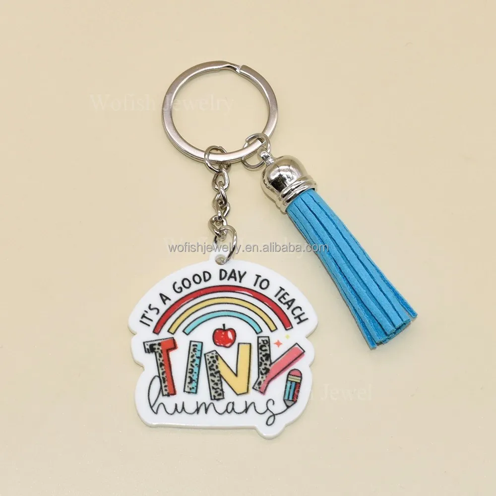 

Wofish Acrylic TINY It's a good day to teach Charm With tassel Keyring