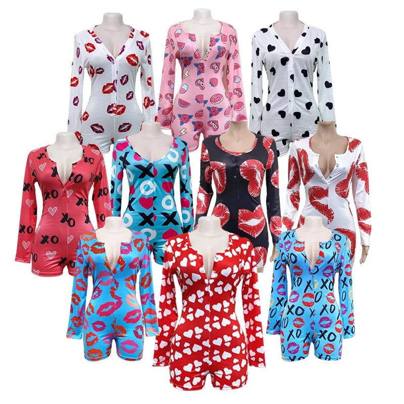 

Valentine Day 2022 Pyjamas Adult Onesie Nightwear Valentines Sexy Sleepwear Valentine's Day Onesie, 20colors