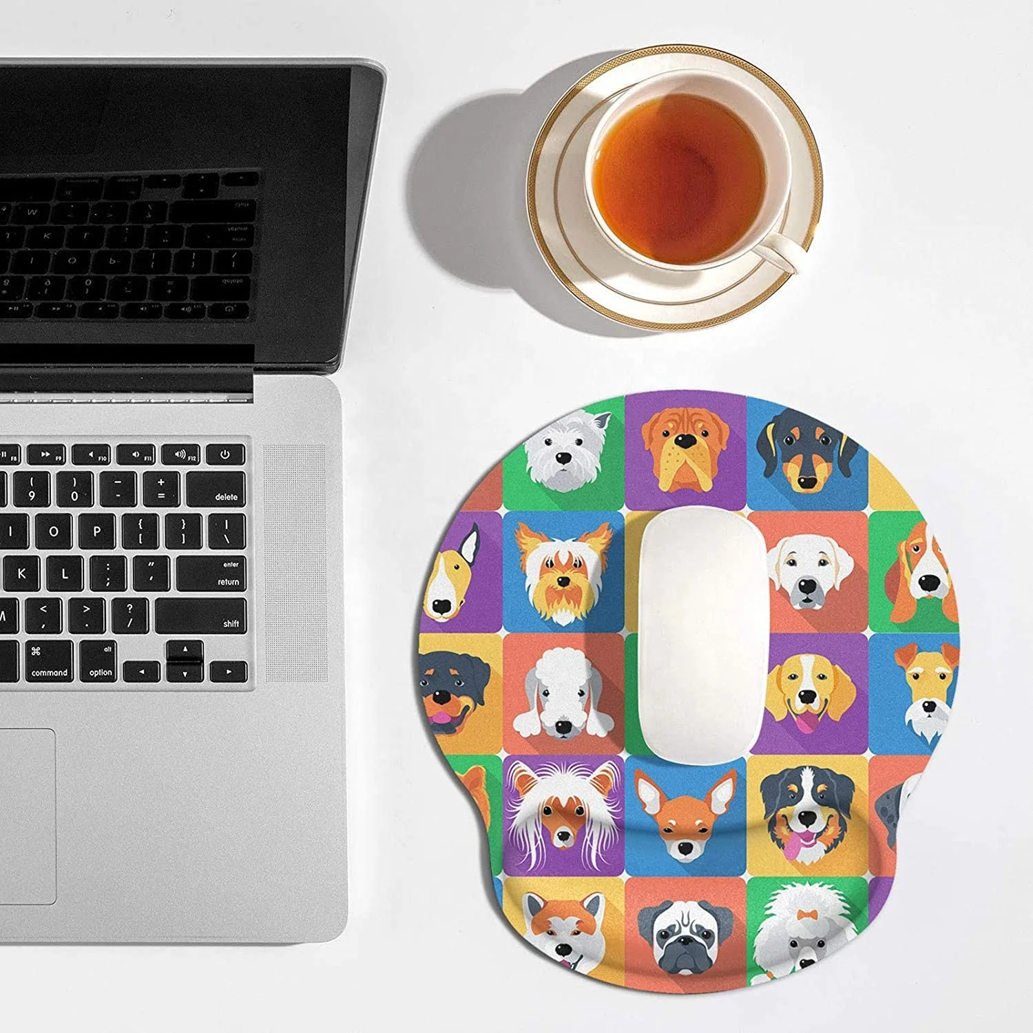 

Ergonomic Mouse Pad with Wrist Support Cute Dogs Non-Slip Rubber Base Mousepad for Home Office Gaming Working Computers Laptop