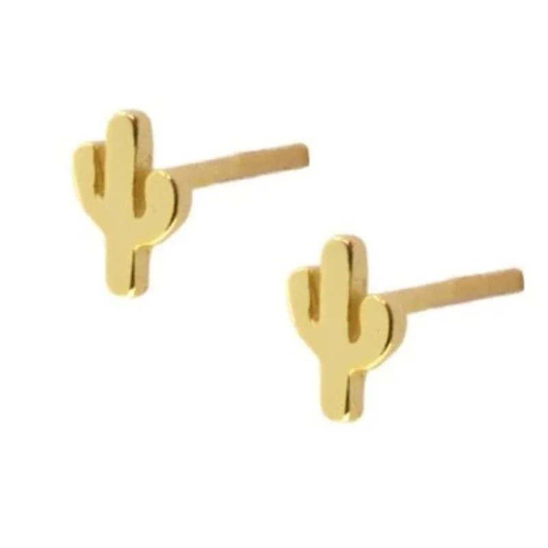 

S925 Sterling Silver INS Wind Cactus Stud Earrings