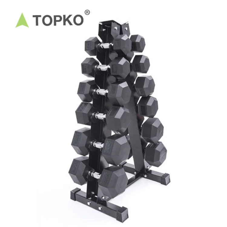 

TOPKO black rubber mancuernas hexagonales gym 10kg 40kg 50kg adjustable dumbells hex dumbbell set de mancuerna for sale, Regular color