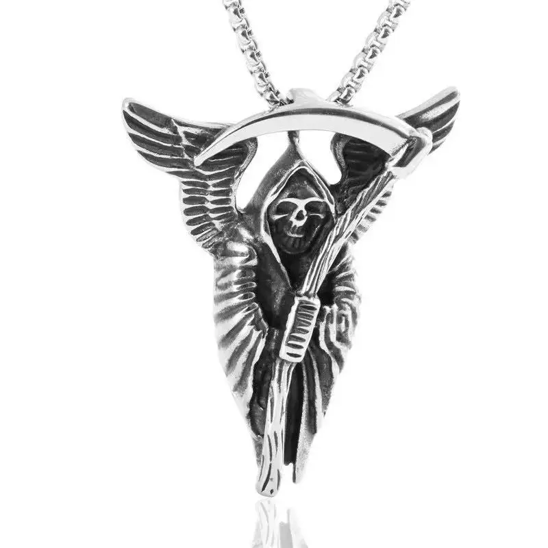 

2021 personalized hip hop jewelry death sickle Pendant Black Vintage stainless steel pendant men