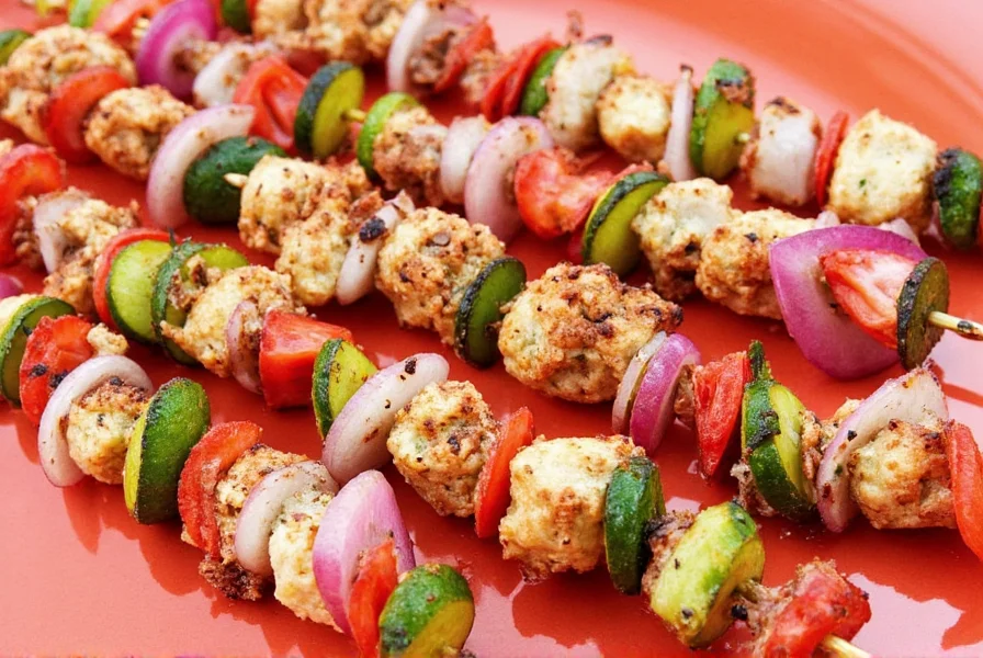 Stainless steel skewers, spices, and a thermometer