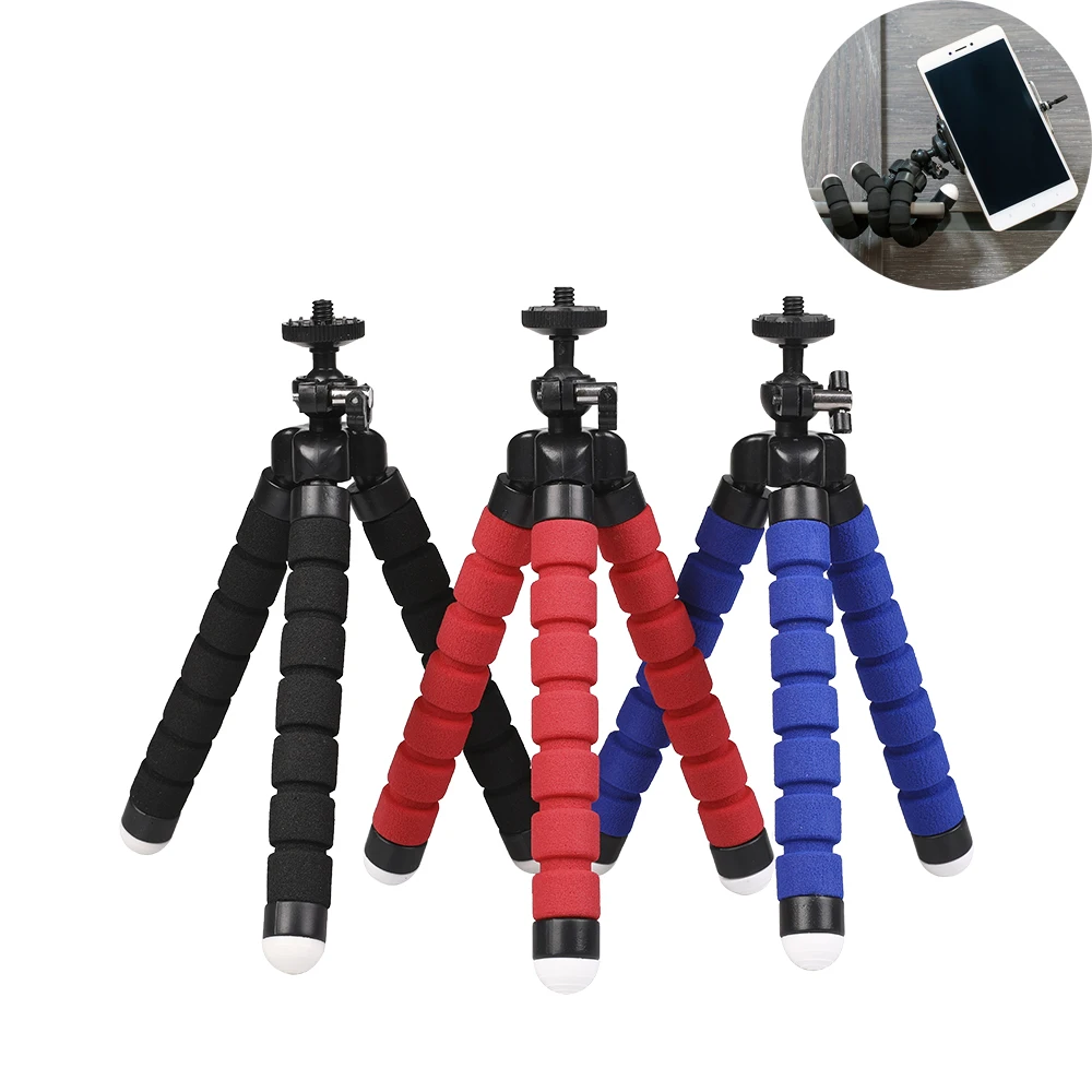 

Mini Flexible Sponge Octopus Tripod for iPhoneSamsungHuawei Mobile Phone Action Camera Stand for Gopro 10 9 8 7 6 5 Sj7 DJI OSMO, :black/red/blue