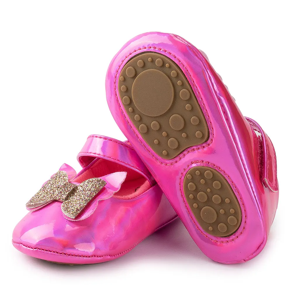 

New arrival Rubber sole silver butterfly Holiday party infant girl baby dress shoes