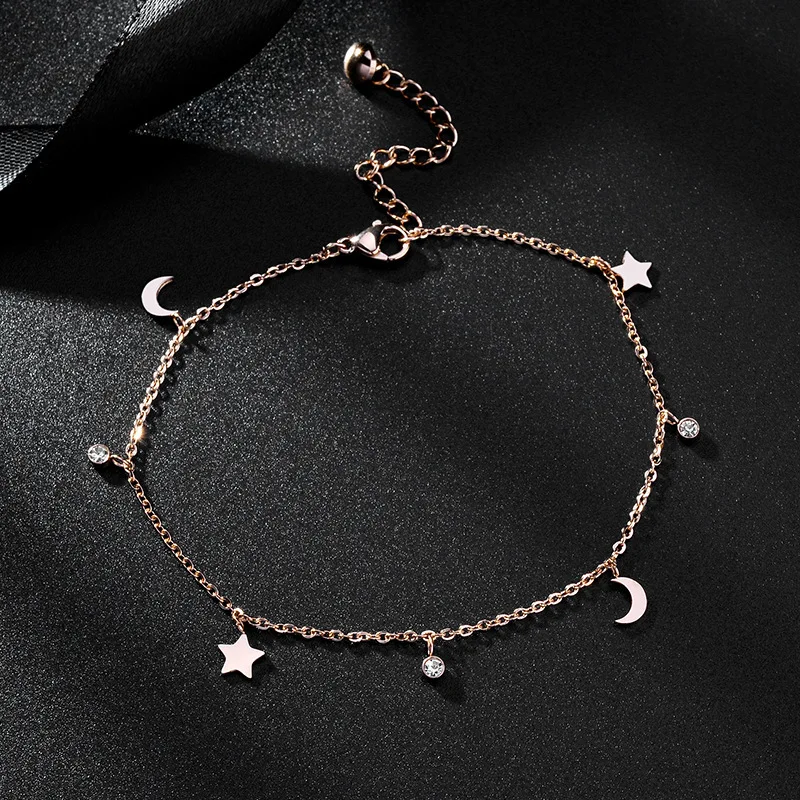 

Stainless steel star and moon anklet bracelet foot jewelry women