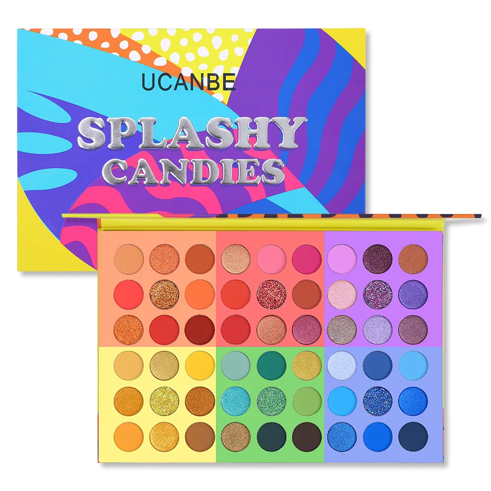 

UCANBE 6 in 1 Splashy Candies 54 Colors Eye Shadow Palette Vivid Summer Look Eyes Makeup Glitter Shimmer Matte Eyeshadow Powder