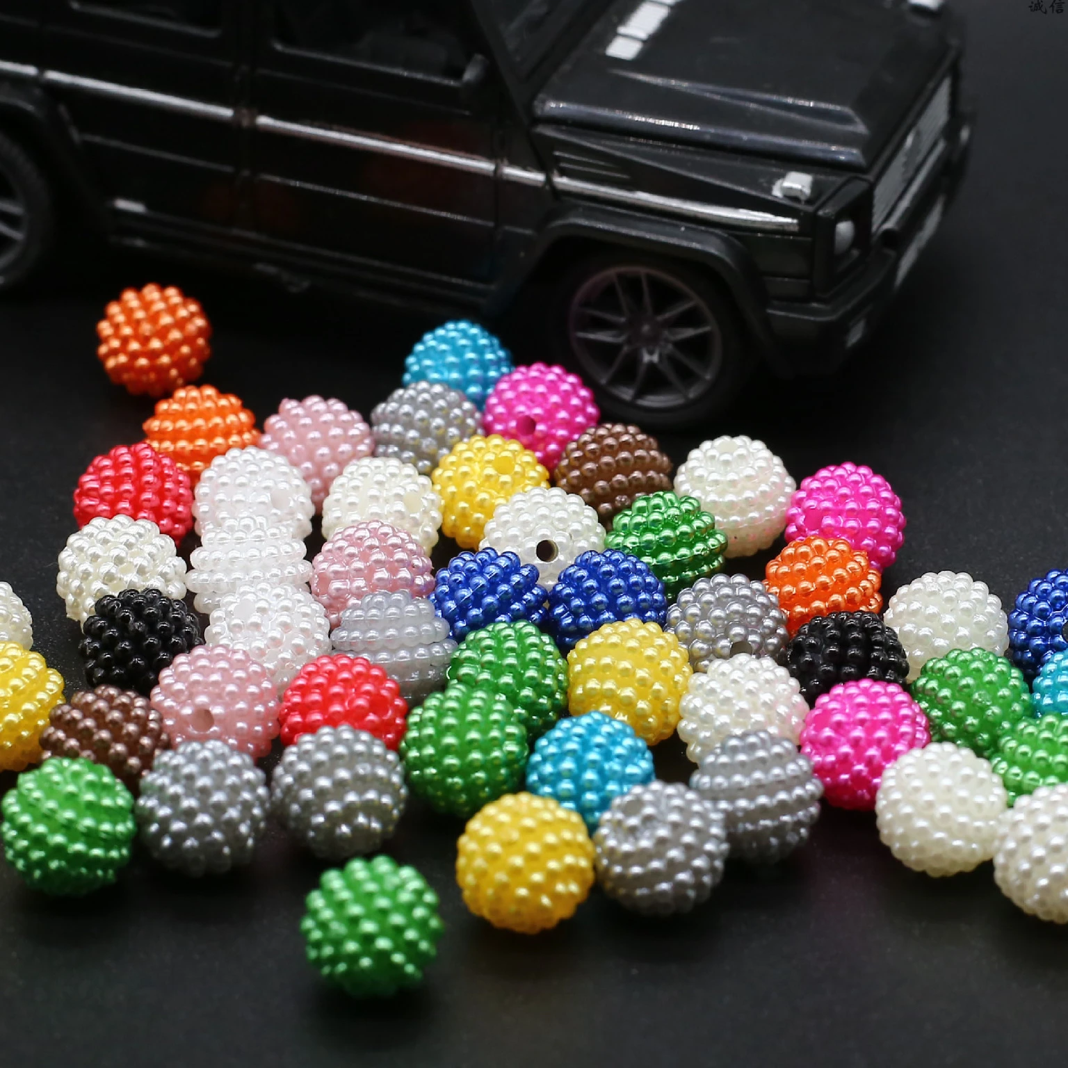 

Hot Sales Colorful 10/12/14mm ABS Pearl Rhinestone Beads Jewelry Accessories Mix Color Acrylic Pearl Bayberry Beads for DIY