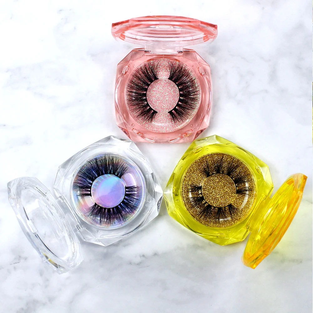 

Custom clear acrylic lash cases handmade wholesale 3d false eyelashes faux mink luxury eyelash packaging box