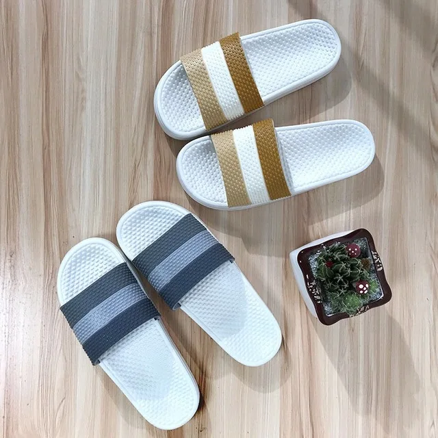 

2020 NEW hot style stripe slipper woman home flat printed slide shoes slippers for men and women, Red, brown, yellow, blue, green