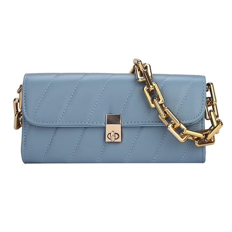

Hot Selling Luxury Women Handbag High Quality Pu Leather Single Shoulder Bags With Metal Chains, Customizable