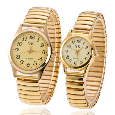 

3897 Classic Large Dial Digital Elastic Band Quartz Watch Men And Women Watches Fashion Couple Watch, 5 colors as the picture