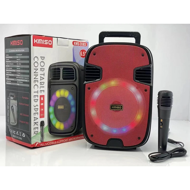 

KMS-3186 Latest Portbale Speaker KIMISO 6.5 Inch Small Good Quality Speaker With Ring Light