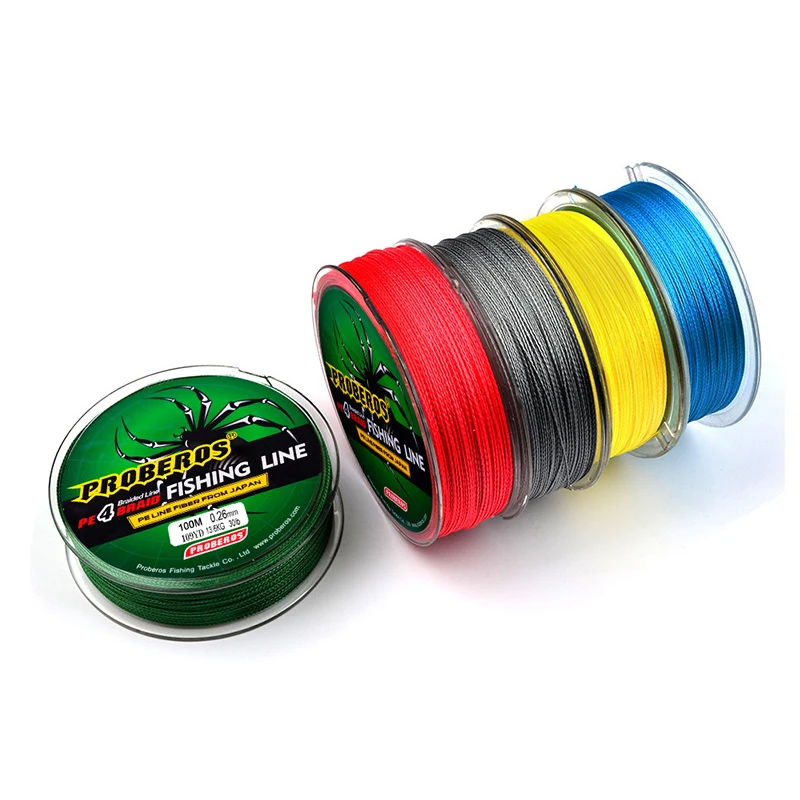 Multifilament Sea Super 4 Braided Strong Cord Fishing Line 100M Level Fishing Tackle PE Carp Fish Rope, Yellow/blue/green/red/gray