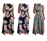 

Amazon hot sales plus size womens Casual dresses print india new fashion long dress