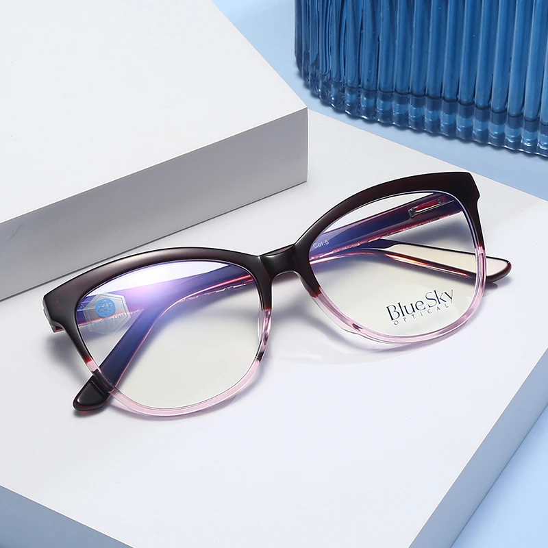 

Retro Beautiful Blue Light Blocking Lens Acetate Frame Optical Eyeglass Glasses, 6 colors