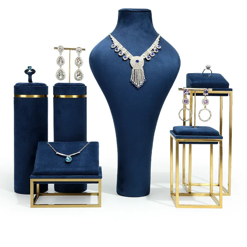 

Luxury high end metal jewelry display props full set jewelry shown stands