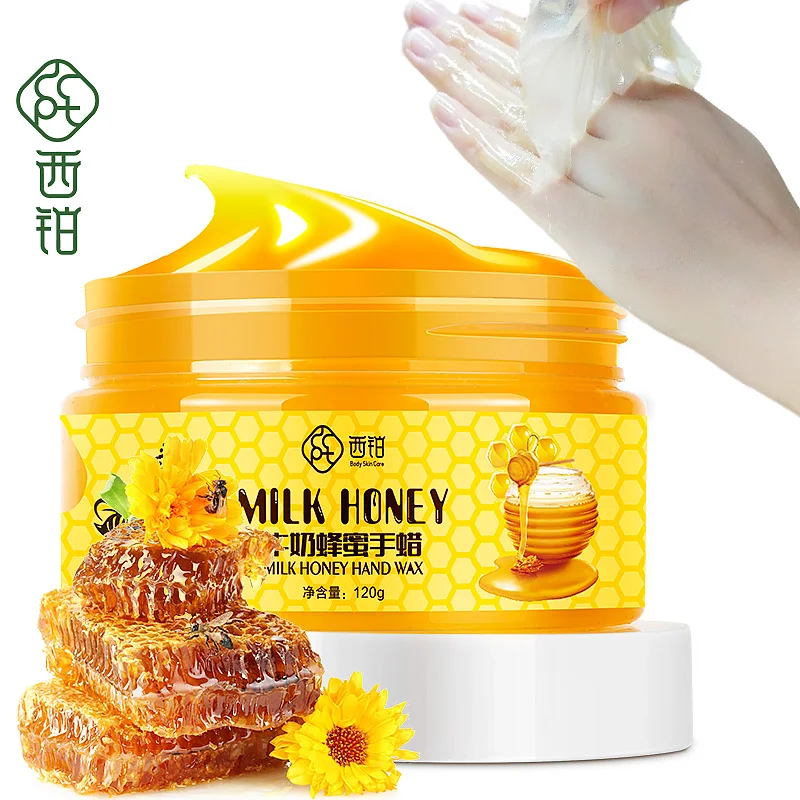 

Wholesale Exfoliating Moisturizing Paraffin Whitening Peeling Hand Mask , Nourishing Collagen Milk Honey Paraffin Hand Wax