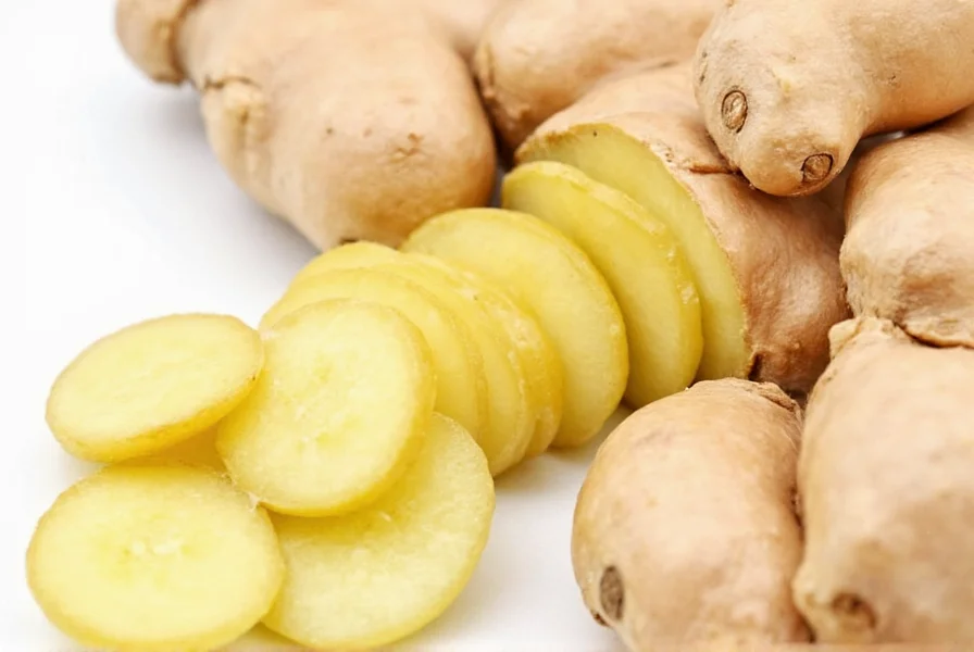 Close-up of bitter ginger rhizome showing its distinctive pinkish color and gel-like interior