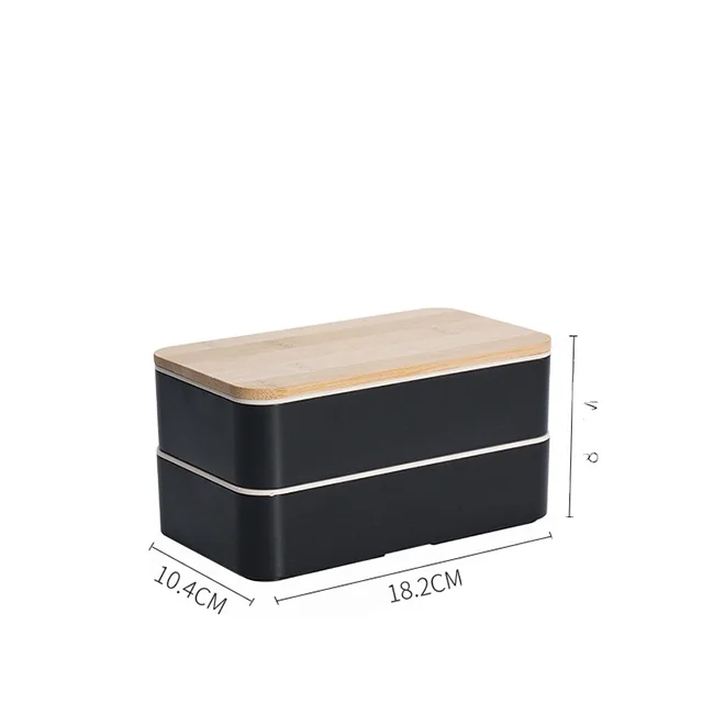 

Japanese modern style leak proof kids 2 layer square bento lunch box bamboo