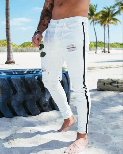 

Mens Skinny Fit Black Denim Jeans Men Hip Hop Streetwear Solid Color Slim Fit Lightweight Cotton Jeans Pant, Light blue,white,black,gray
