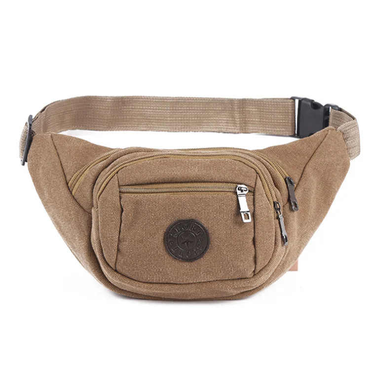 

Outdoor Men Women Canvas Running Gym Sport Runner Waist Pack Bag for Hiking, Black, khaki, coffee, army green