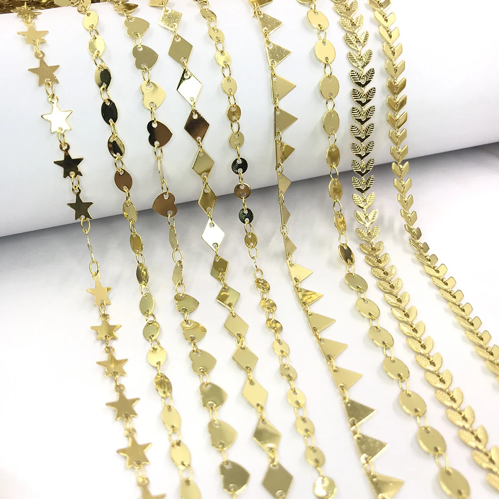 Wholesale Bulk Sale Brass Chain Gold Plated Necklace Crystal Beads Roll