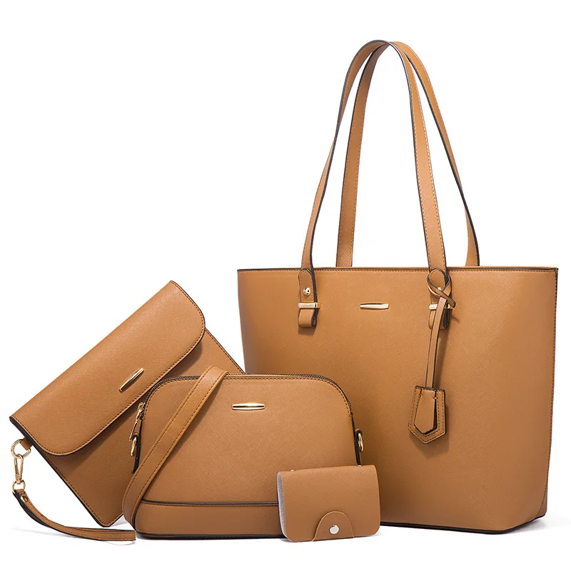 

2ndr Brand Custom 2022 Pu Leather Fashion Luxury Designer 4 Pcs Pieces 4 In 1 Ladies Women Tote Hand Bags Handbags Set