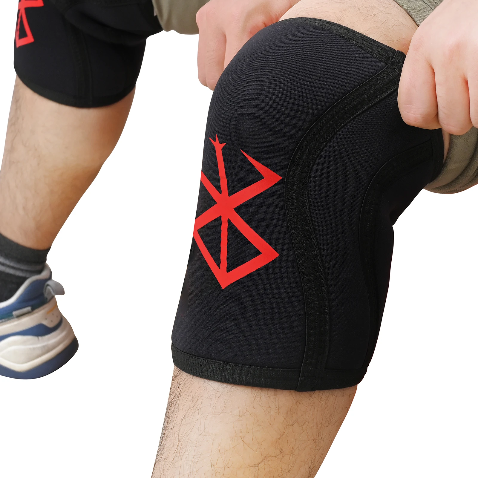 Hot Sellers Black Nylon & Cotton Compression Knee Sleeves 7mm for Spring Exercises Squat Weightlifting Fitness Body Building