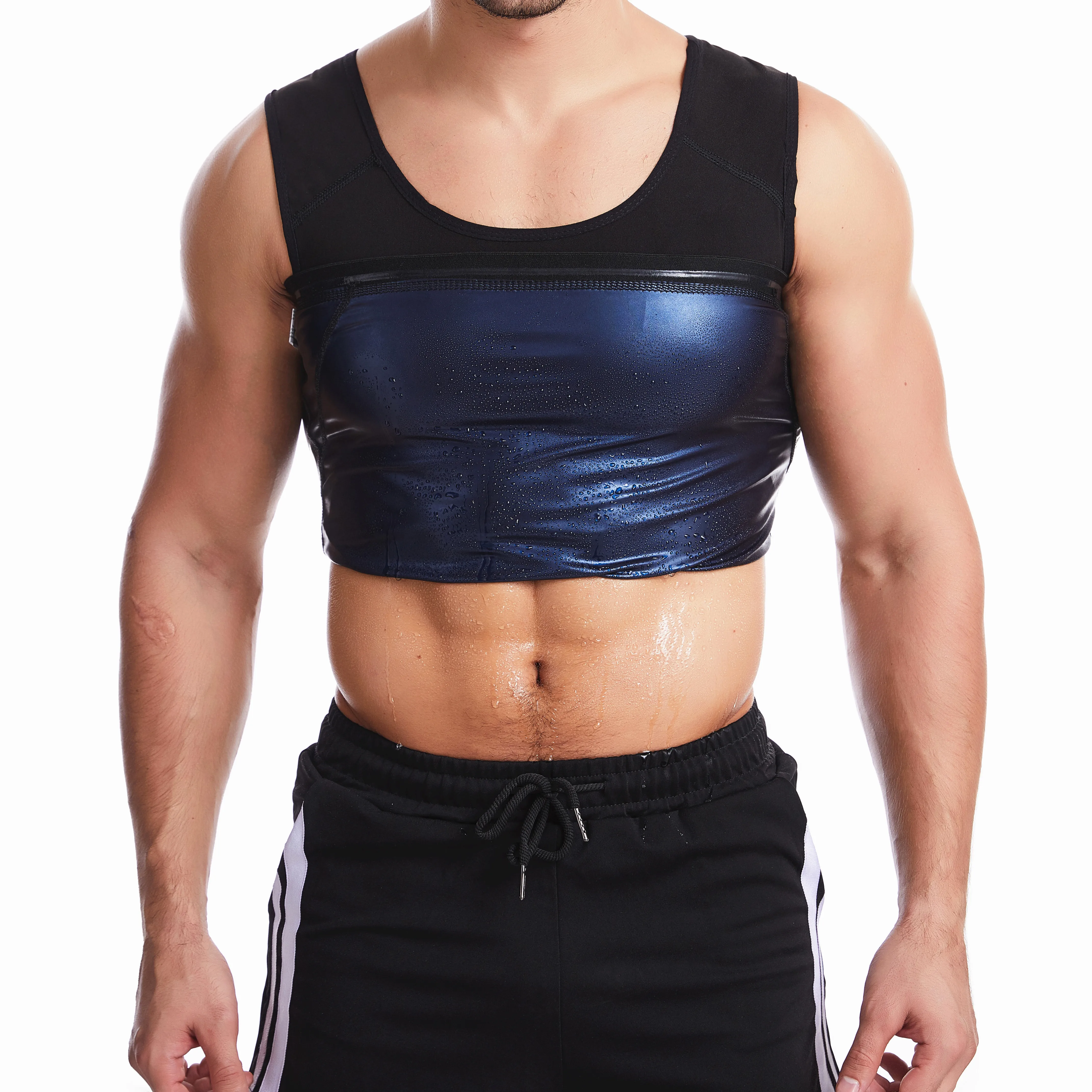 

Men Women Workout Compression Slimming Neoprene Body Shaper Male Waist Trainer Hot Sweat Sauna Suit Vest For Weight Loss, Balck
