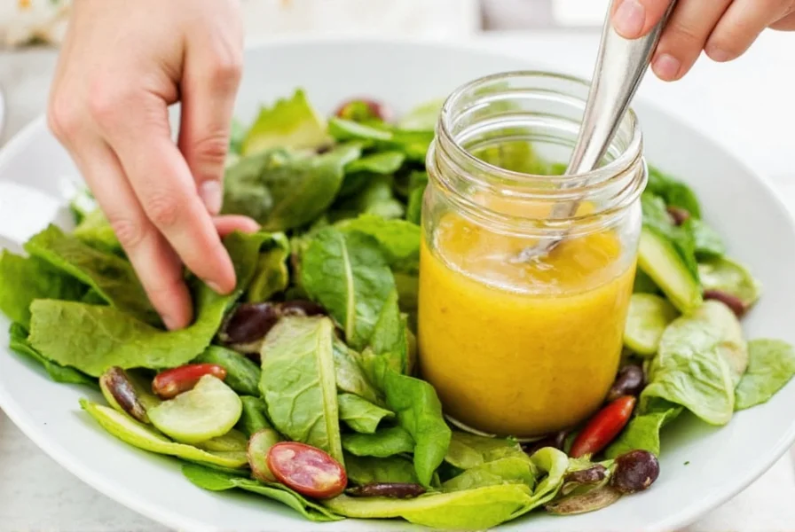 Vinaigrette Drizzled Over Salad
