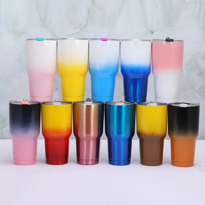 

30 oz Gradient Double Wall Vacuum Insulated Stainless Steel Travel Coffee Mugs Cup Tumbler Wholesale, Picture