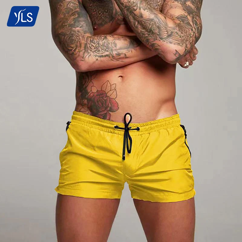 YLS Slim Fit Mid Waist Sporty Elastine Custom Joggers Gym Shorts Mens Sportswear 4 Way Stretch Track Shorts in Bulk