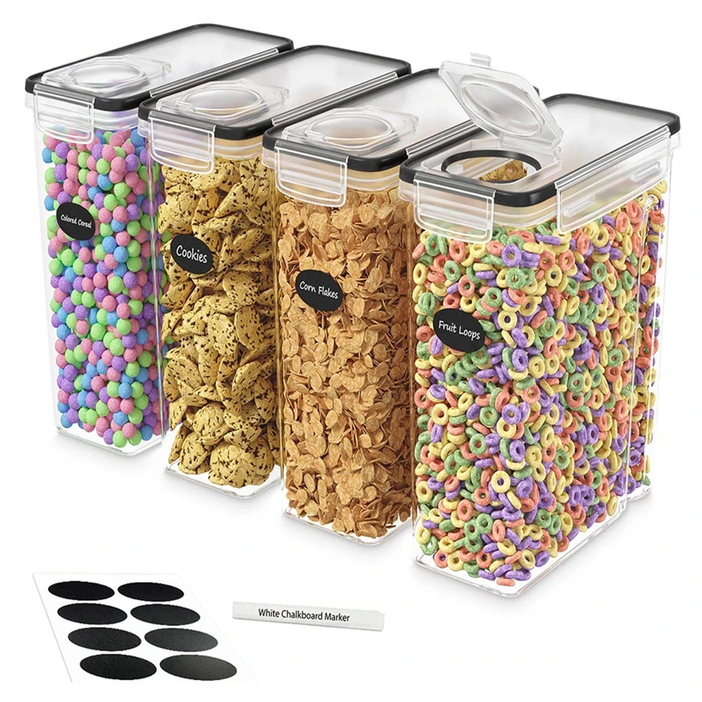 

Kitchen Pantry Storage Containers for Sugar Flour and Baking Supplies with lids airtight, Clear