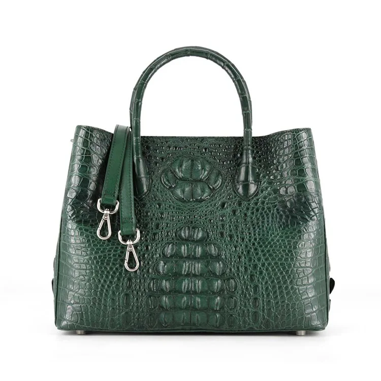 

Fashion custom tote bag genuine leather bag crocodile Leather embossed handbags ladies, Green
