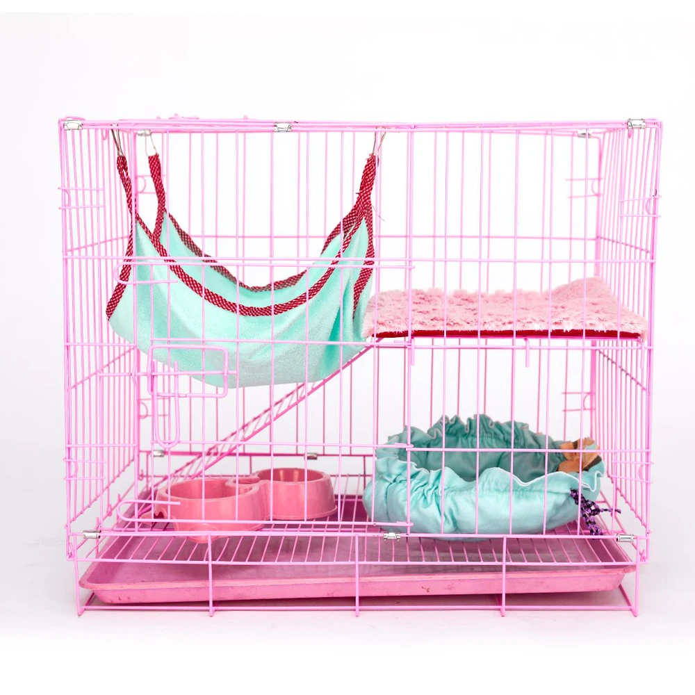 

Foldable Travel Stainless Steel Small Display Cage Customization Other Pet Squirrel Cages Houses With Pet Cage Mat, Blue/pink /black