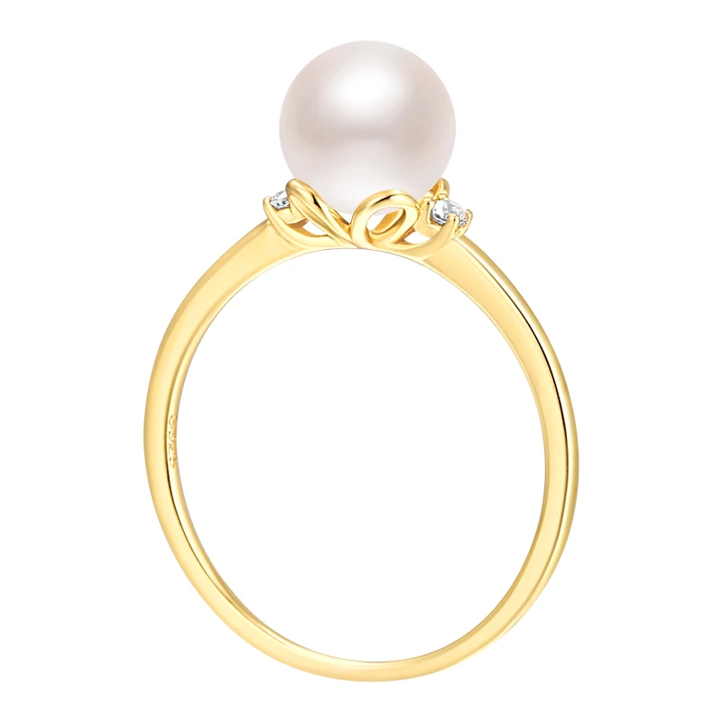 

925 Sterling Silver ring Yellow gold Plating design with pearl gold engagement ring for women, Picture