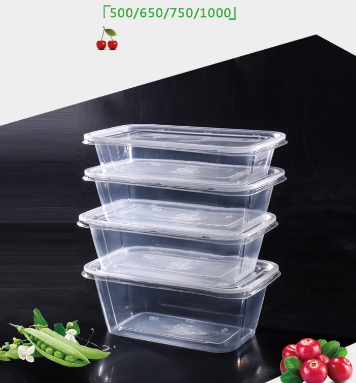 TAKE AWAY CONTAINERS & LIDS DISPOSABLE PLASTIC FOOD CONTAINER 500,650,750,1000ml 