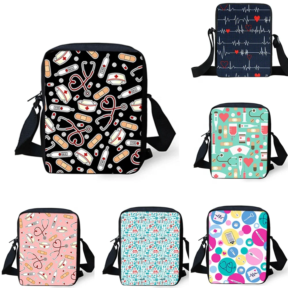 

Popular Fashionable Customized ECG Medical Polyester Bag For Nurse Accessories Messenger Bag, Customizable