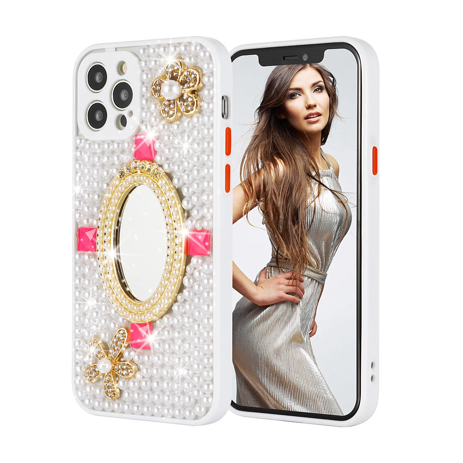 

Chidoller Diamond Bling Crystal Crown Lanyard Strap Trendy Blank Mirror Phone Back Cover Case Girl For iPhone Huawei P40 Pro