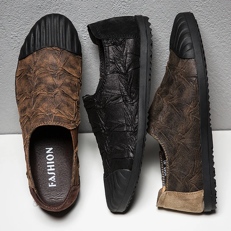 

8102 hot sale men's casual slip on leather shoes
