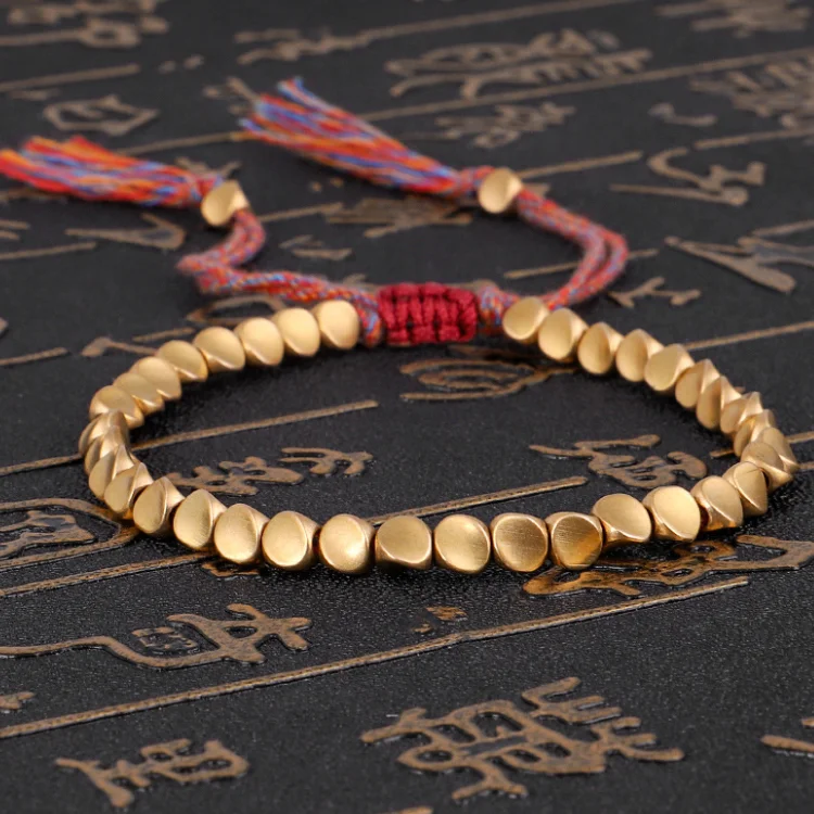 

Handmade Tibetan Buddhist Braided Cotton Copper Beads Lucky Rope Bracelet & Bangles For Women Men Thread Bracelets, Colors