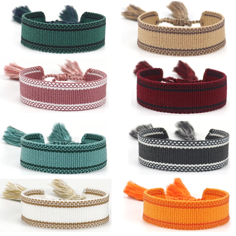 

Wholesale Custom Logo Tassel Handmade Braided Bracelets Charm Bangle Bracelet Adjustable Woven Friendship Bracelet For Women Men, 16 colors or custom