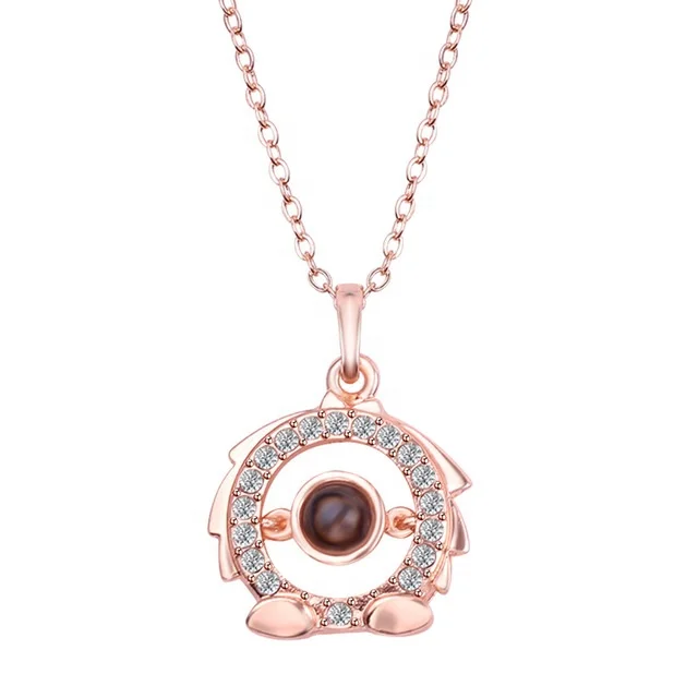 2020 Fashion Valentines Day Gifts Wholesale High Quality 100 Languages I Love You Projection Necklace for Women