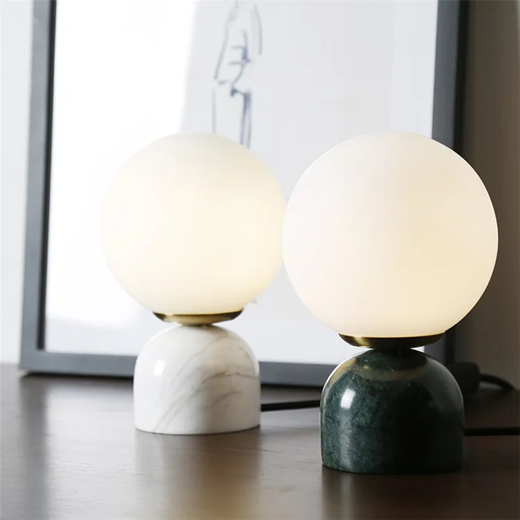 Marble  led desk light reading round lampara de mesa hotel project lighting bedside table lamp