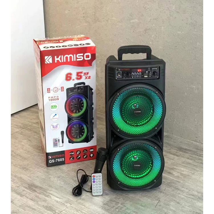 

QS-7605 Latest Boombox KIMISO Dual 6.5 Inch Horn Speaker Mini TWS Bass Speaker With Microphone